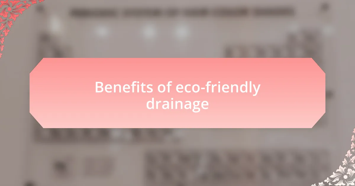 Benefits of eco-friendly drainage