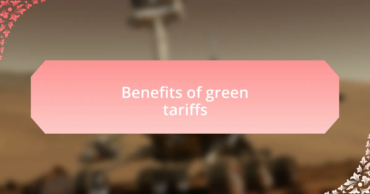 Benefits of green tariffs
