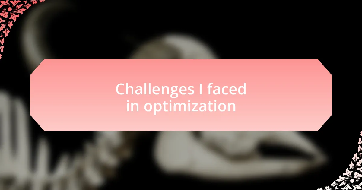 Challenges I faced in optimization
