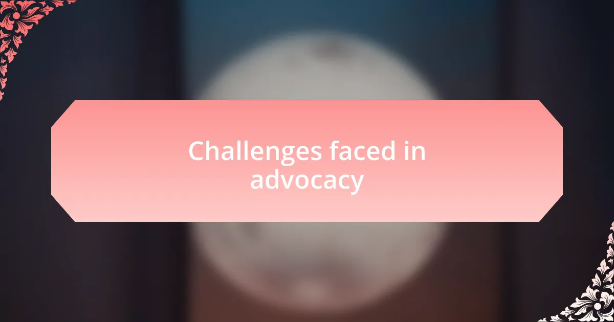 Challenges faced in advocacy