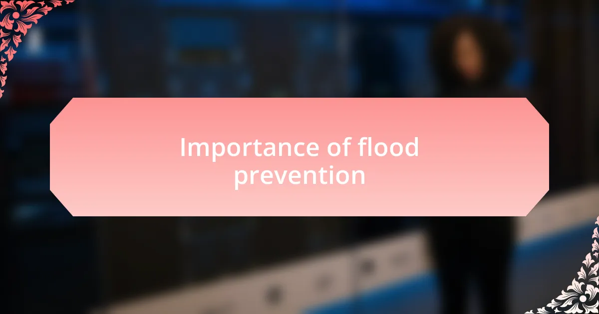 Importance of flood prevention