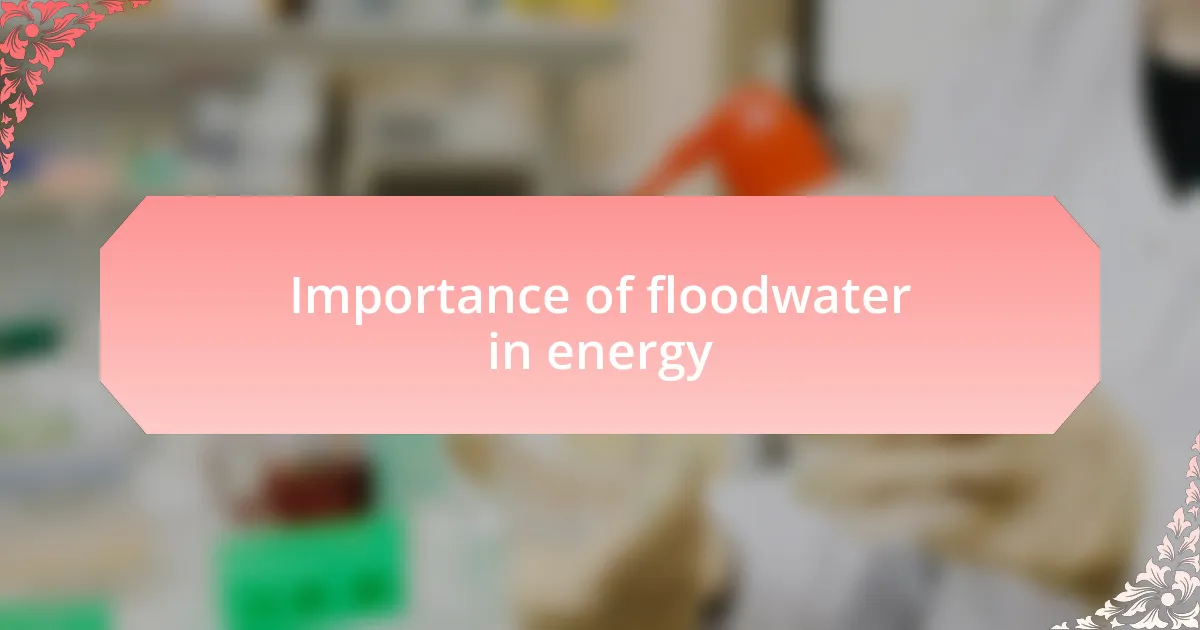 Importance of floodwater in energy