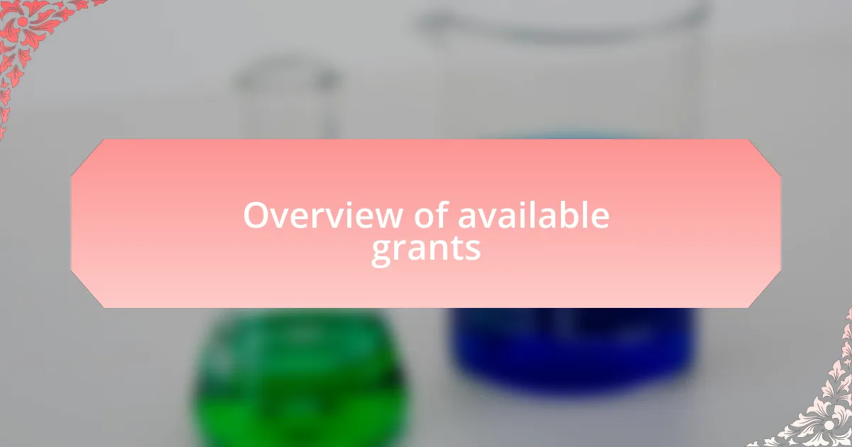 Overview of available grants