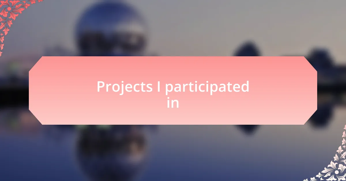 Projects I participated in