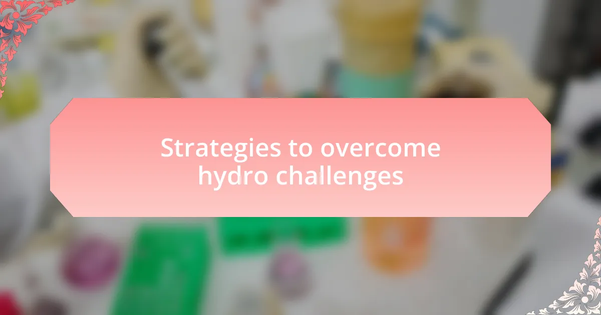 Strategies to overcome hydro challenges