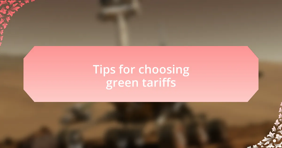 Tips for choosing green tariffs