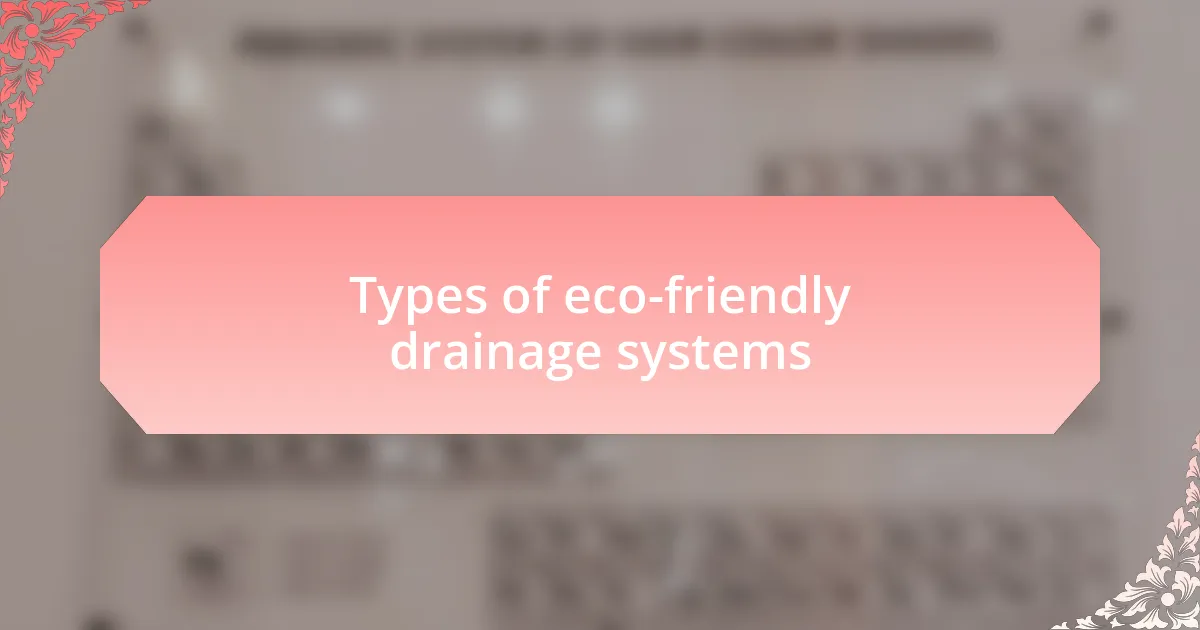 Types of eco-friendly drainage systems