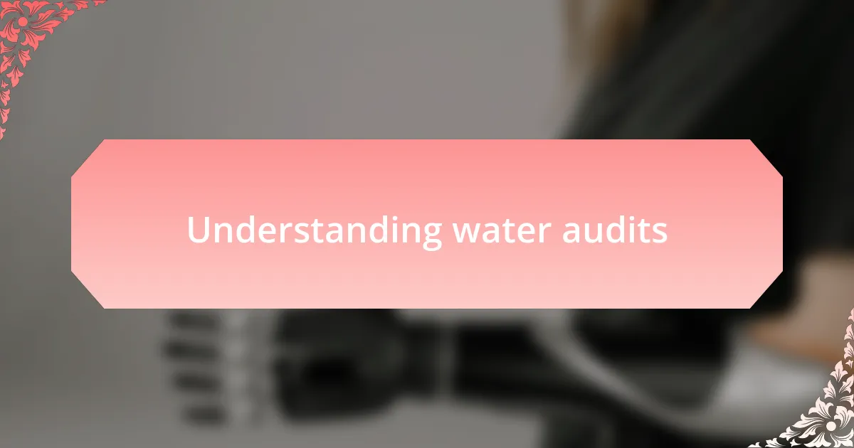 Understanding water audits